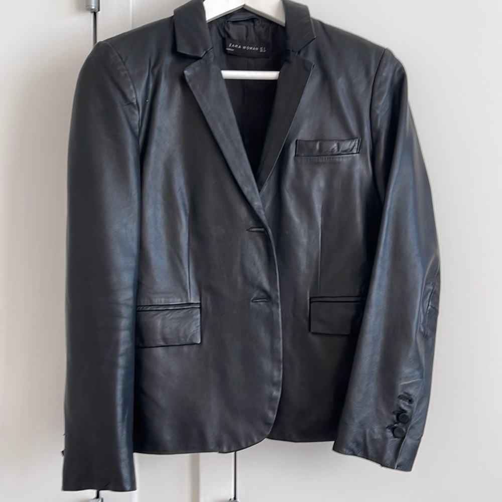 Zara leather suit jacket